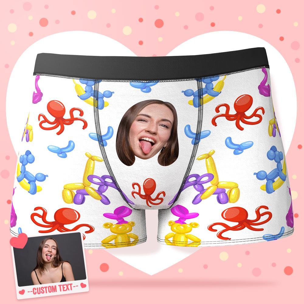Custom Face Boxer Personalize XOXO Underwear Valentine's Gifts for Him - Balloon