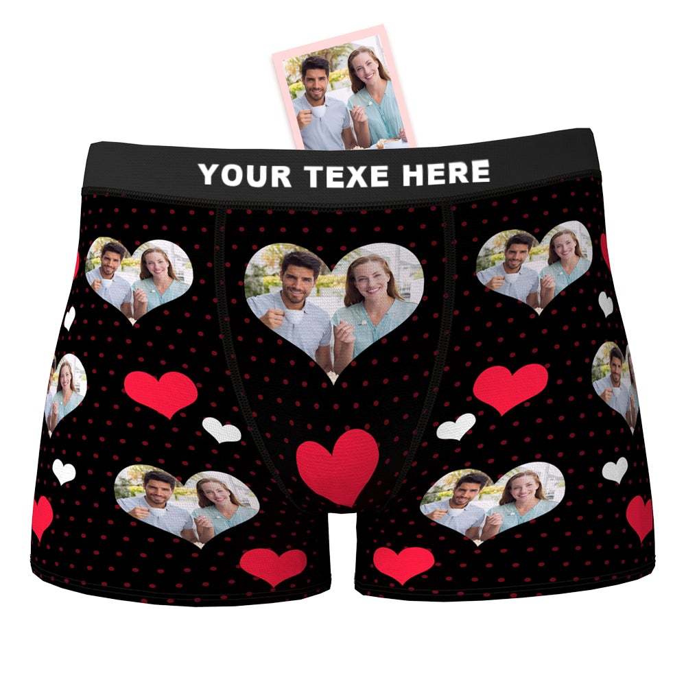 Custom Face Boxer Shorts Personalized Photo Boxer Shorts Valentine's Day Gifts - Love Heart