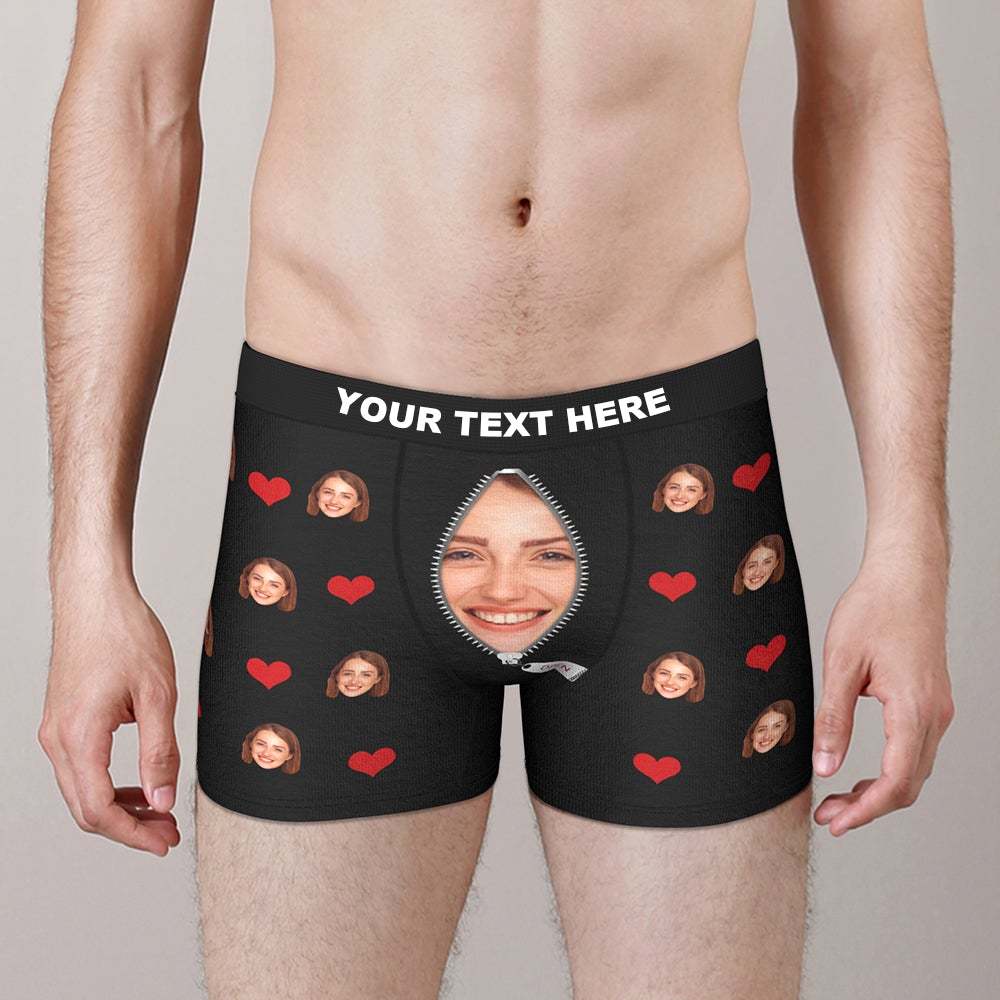 Custom Love Heart Girlfriend Face Boxer Brief Gift For Him Wedding Gift