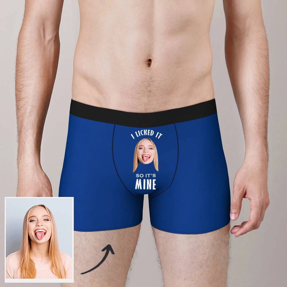 Custom Photo Boxer Licked It So It's Mine - Man-FaceSocksUSA
