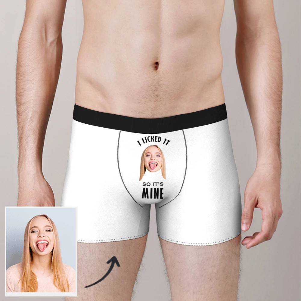 Custom Photo Boxer Licked It So It's Mine - Man-FaceSocksUSA