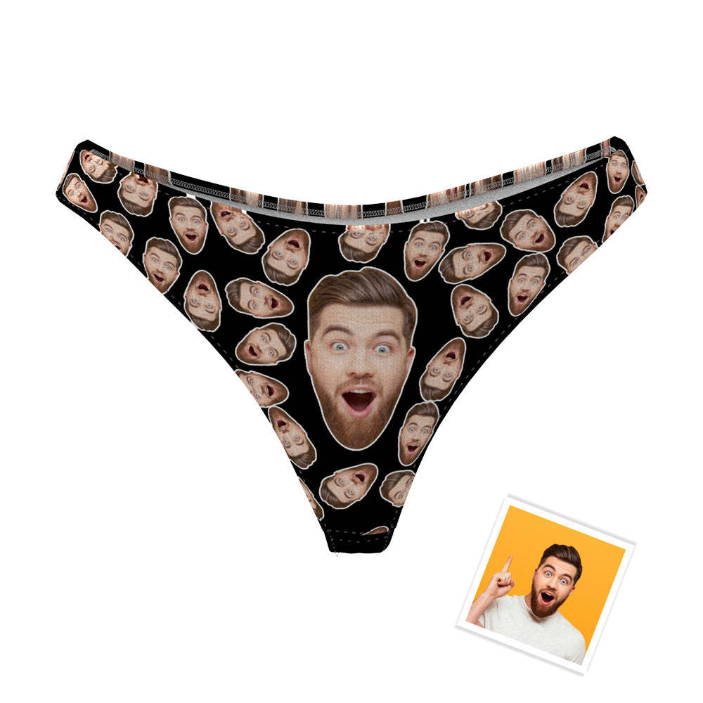 Custom Boyfriend Face Thong Panties Funny Gift For Her - FaceSocksUSA