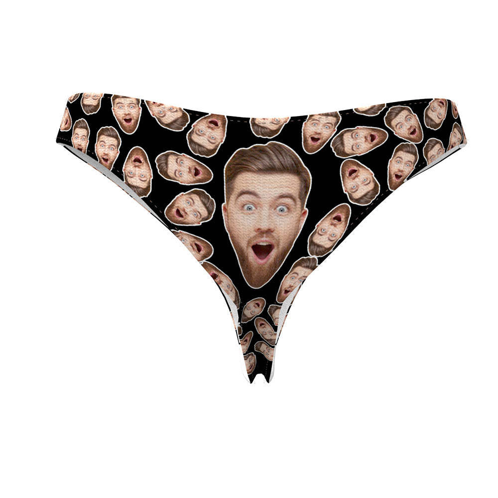 Custom Boyfriend Face Thong Panties Funny Gift For Her - FaceSocksUSA