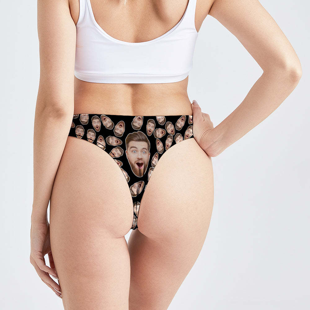 Custom Boyfriend Face Thong Panties Funny Gift For Her - FaceSocksUSA