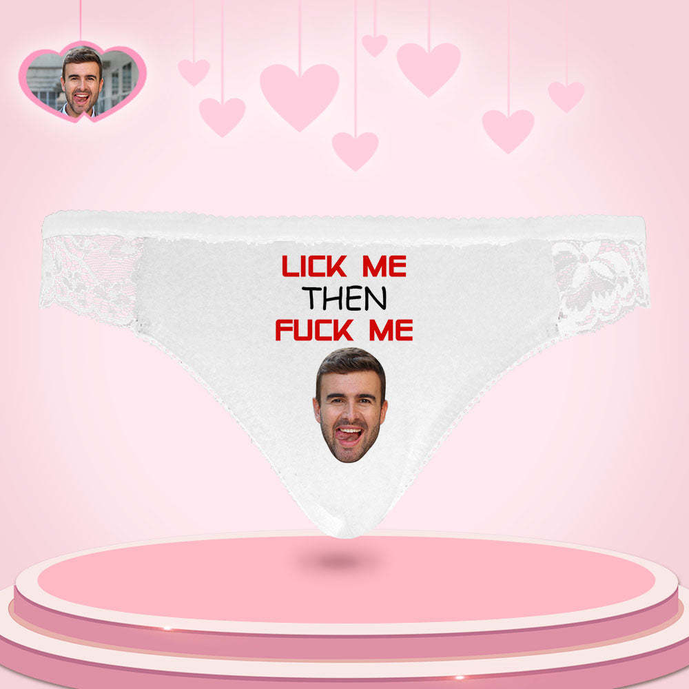 Custom Women Lace Panty Face Sexy Panties Women's Underwear - LICK ME THEN FUCK ME - FaceSocksUSA