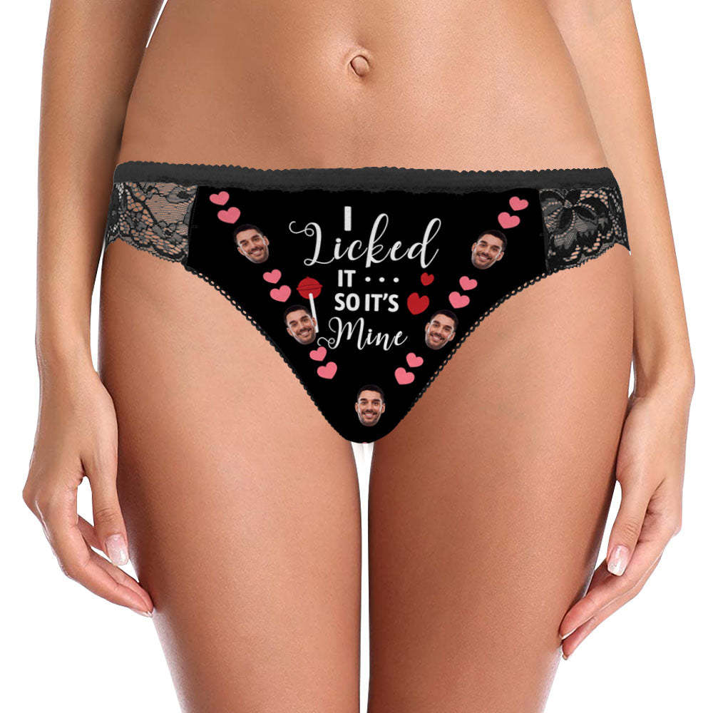 Custom Women Lace Panty Face Sexy Panties - I Licked It So It's Mine	 - FaceSocksUSA