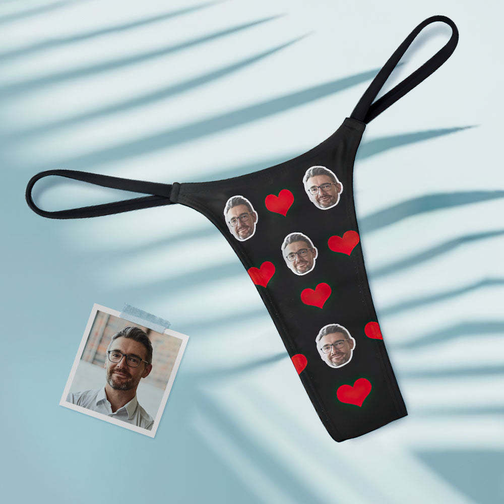 Custom Face Love Hearts Women's Tanga Thong - FaceSocksUSA