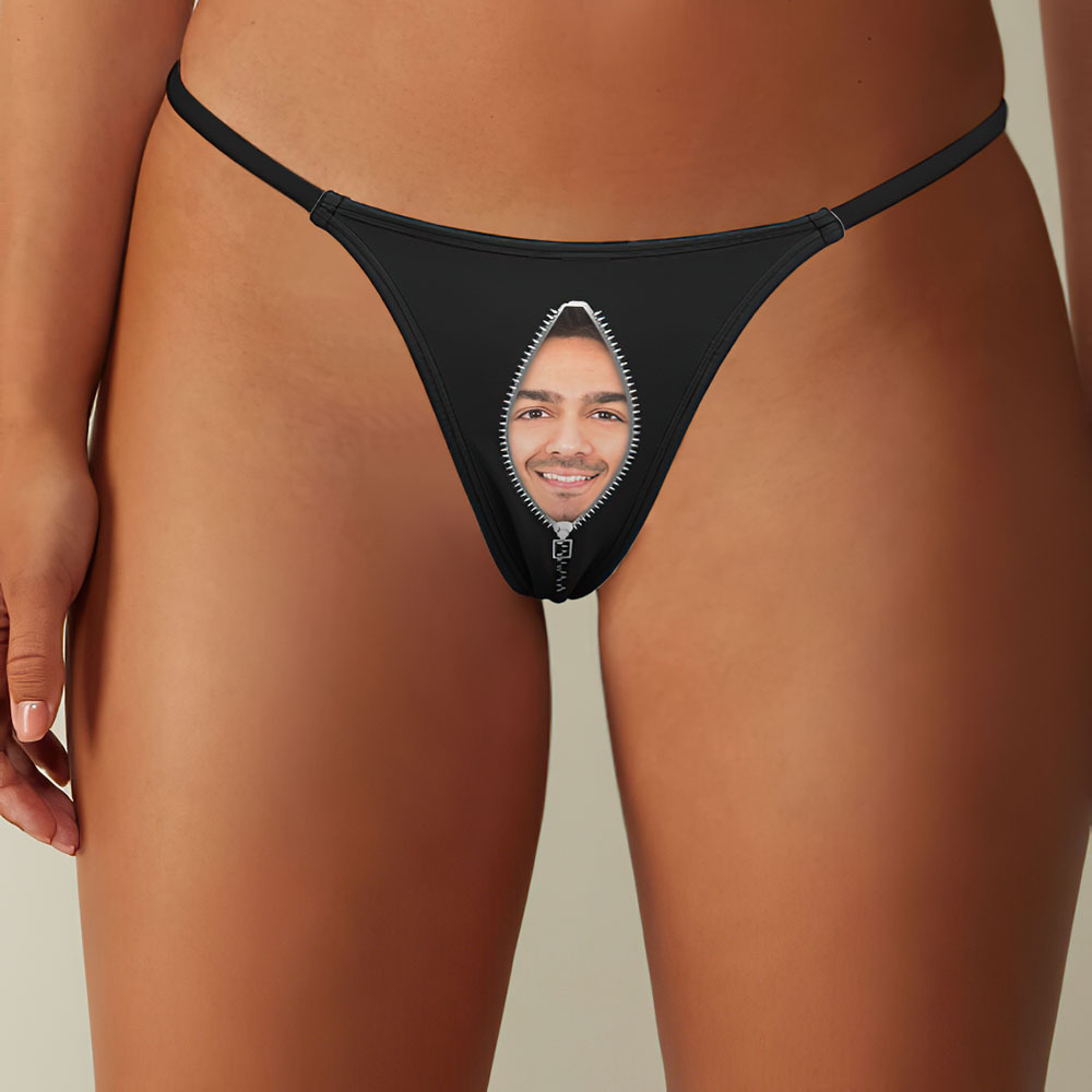 Custom Face Zipper Sexy Women's Tanga Thong - FaceSocksUSA