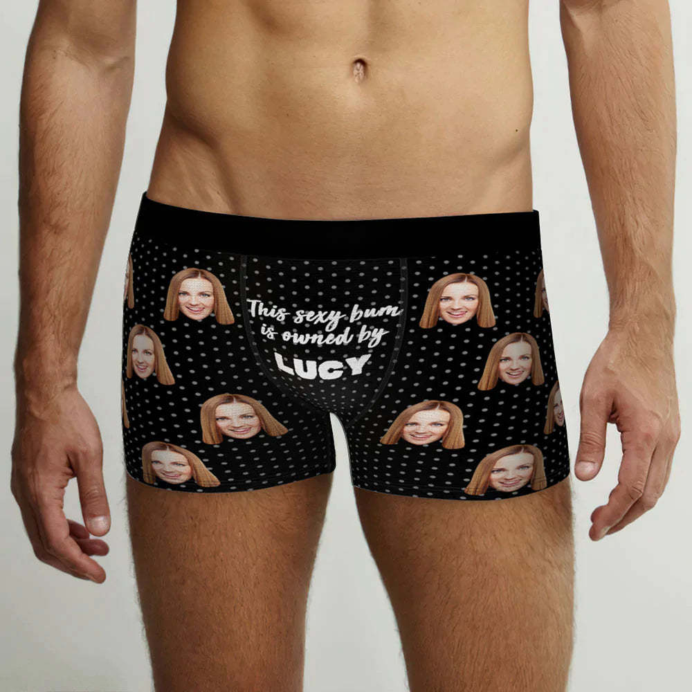 Custom Face Boxer Briefs Personalized Photo Underwear for Men This Sexy Bum is Owned	 - FaceSocksUSA