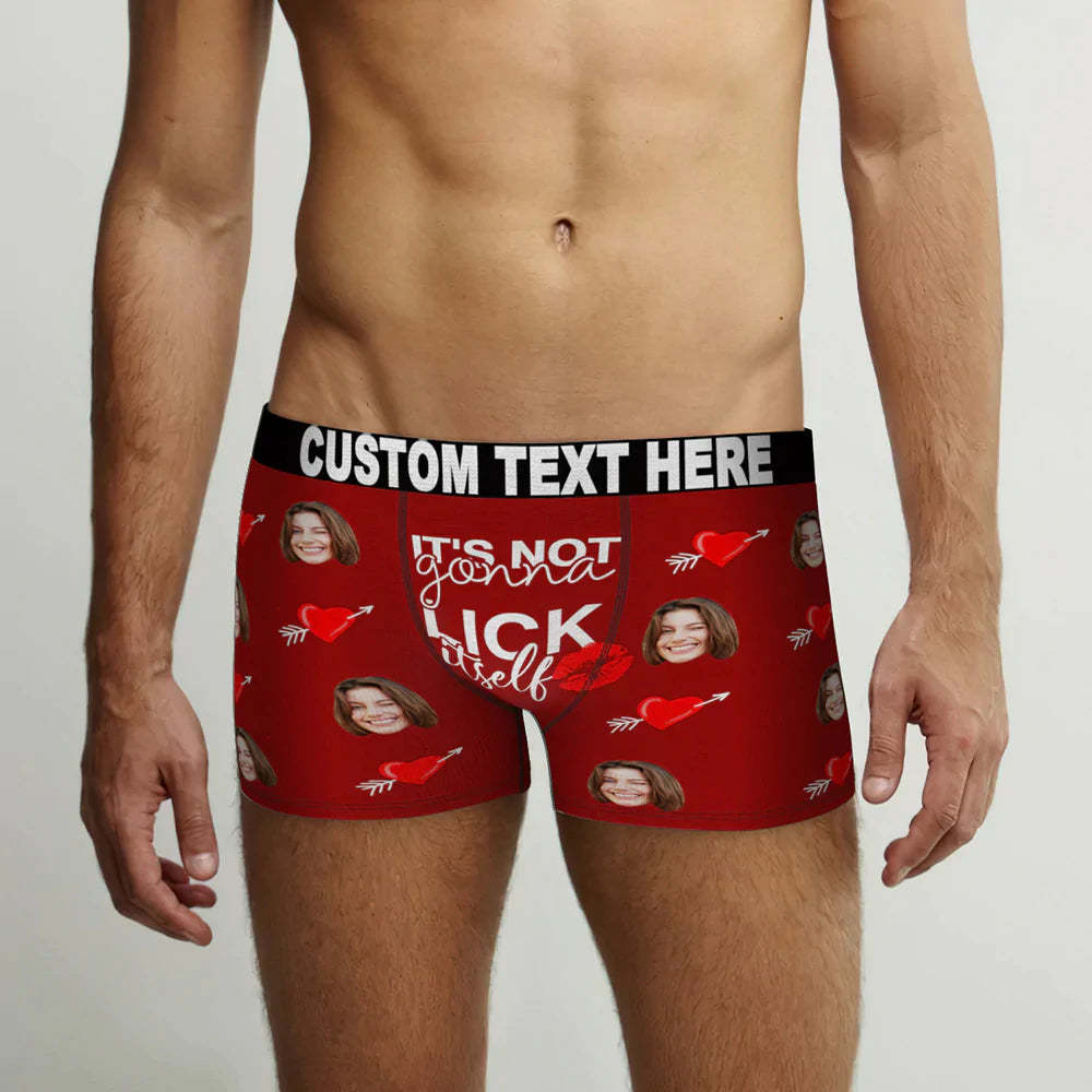 Custom Face Lick Itself Boxer Briefs Personalized Naughty Valentine's Day Gift for Him