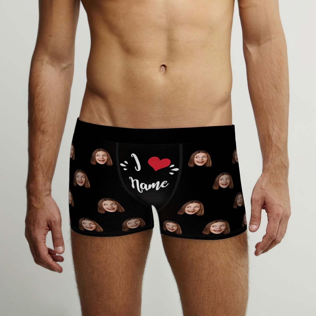 Custom Face Boxer Briefs I Love Name Personalized Naughty Valentine's Day Gift for Him