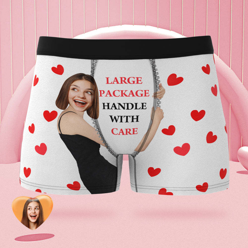 Custom Face on Body Boxer Briefs Large Package Personalized Naughty Valentine's Day Gift for Him