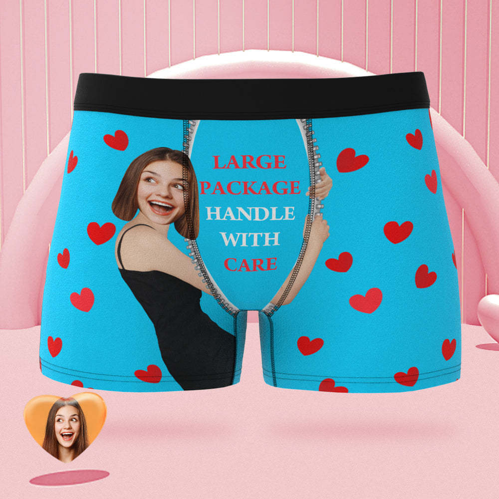 Custom Face on Body Boxer Briefs Large Package Personalized Naughty Valentine's Day Gift for Him