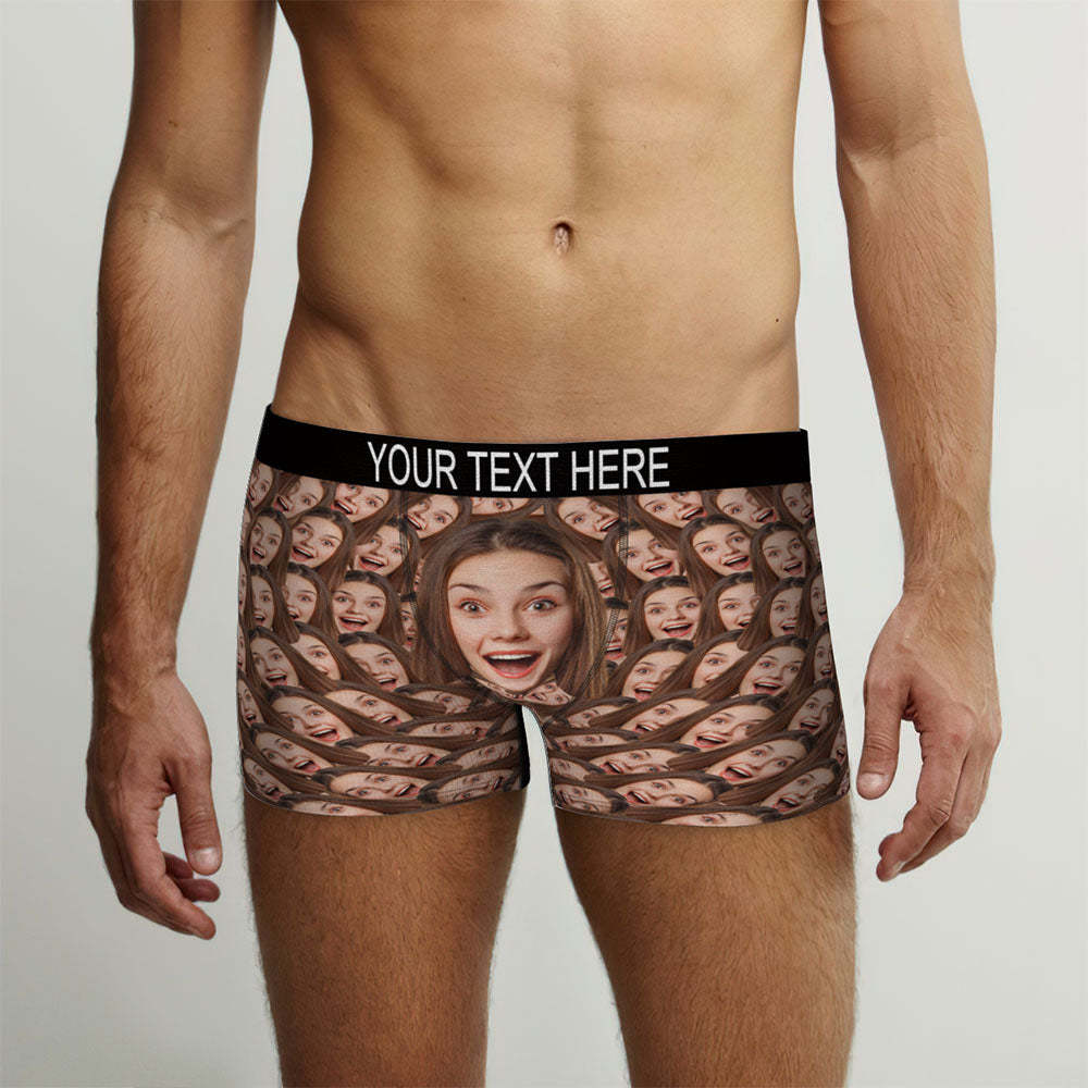 Custom All Over Print Faces Mash Men's Face Boxer Personalized Funny Valentine's Day Gift for Him	 - FaceSocksUSA