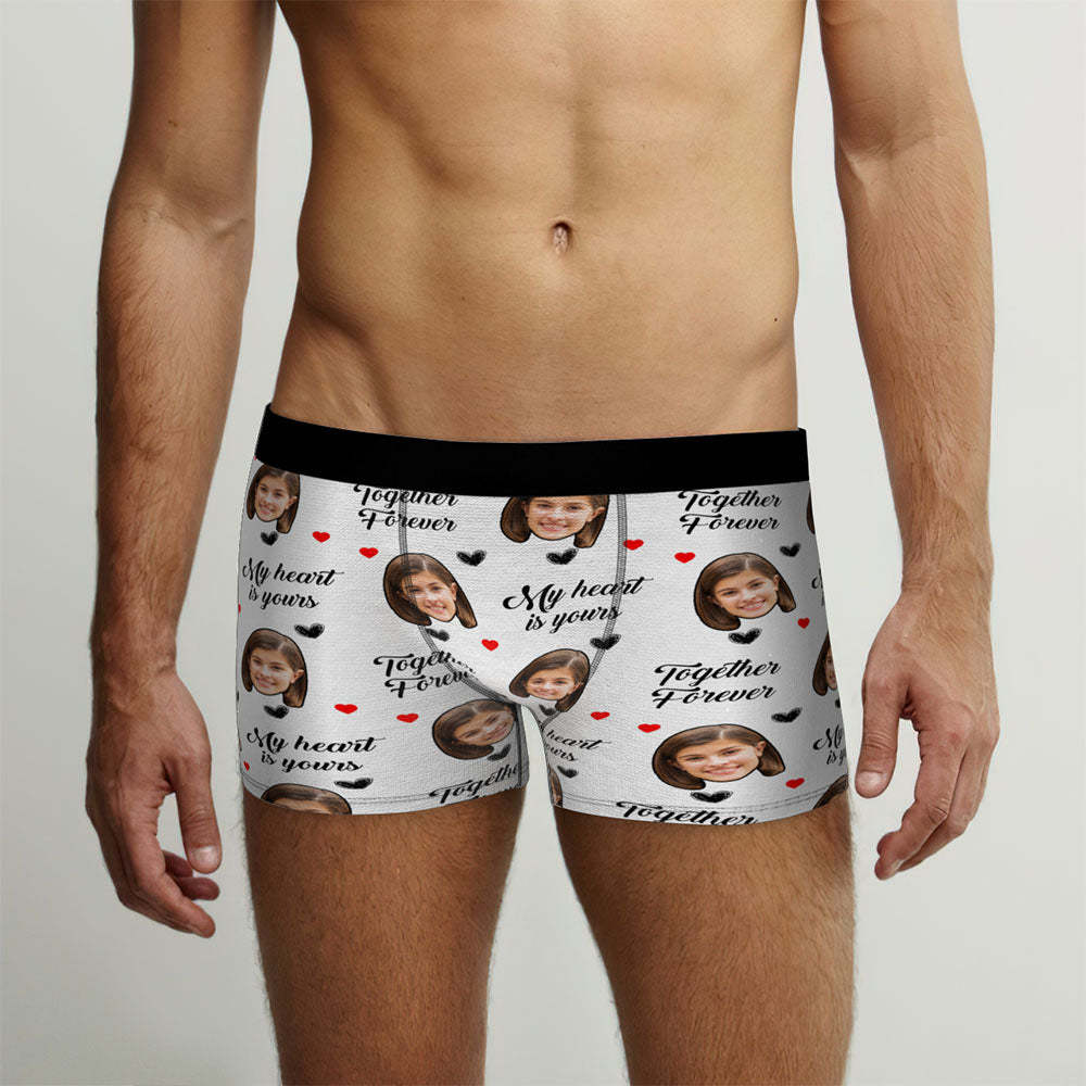 Custom Men's Face Boxer Briefs Personalized Funny Valentine's Day Gift for Him - Together Forever	 - FaceSocksUSA
