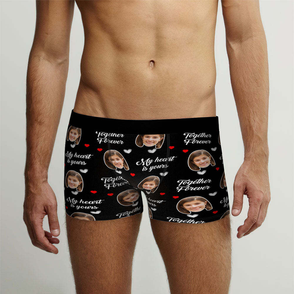 Custom Men's Face Boxer Briefs Personalized Funny Valentine's Day Gift for Him - Together Forever	 - FaceSocksUSA