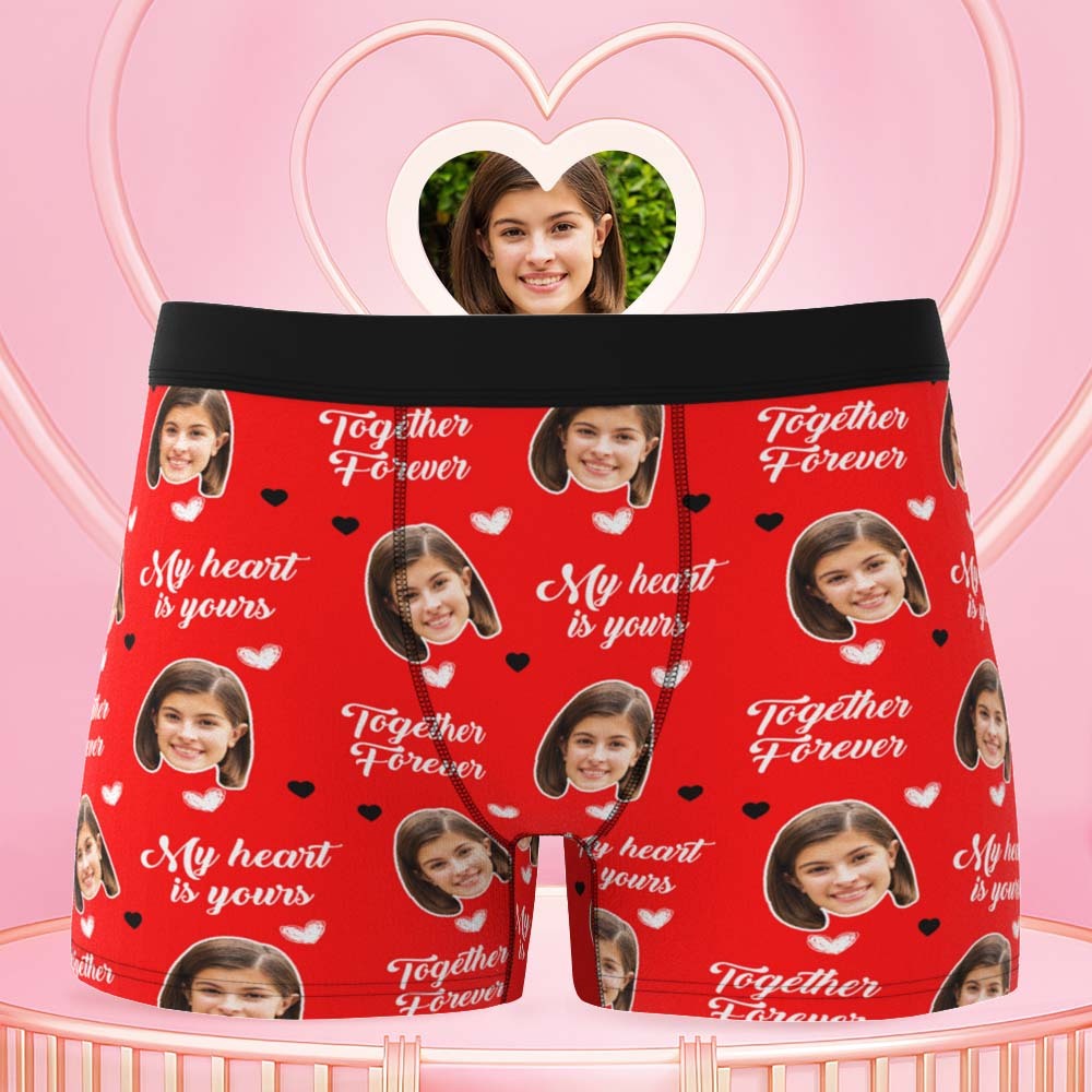 Custom Men's Face Boxer Briefs Personalized Funny Valentine's Day Gift for Him - Together Forever	 - FaceSocksUSA