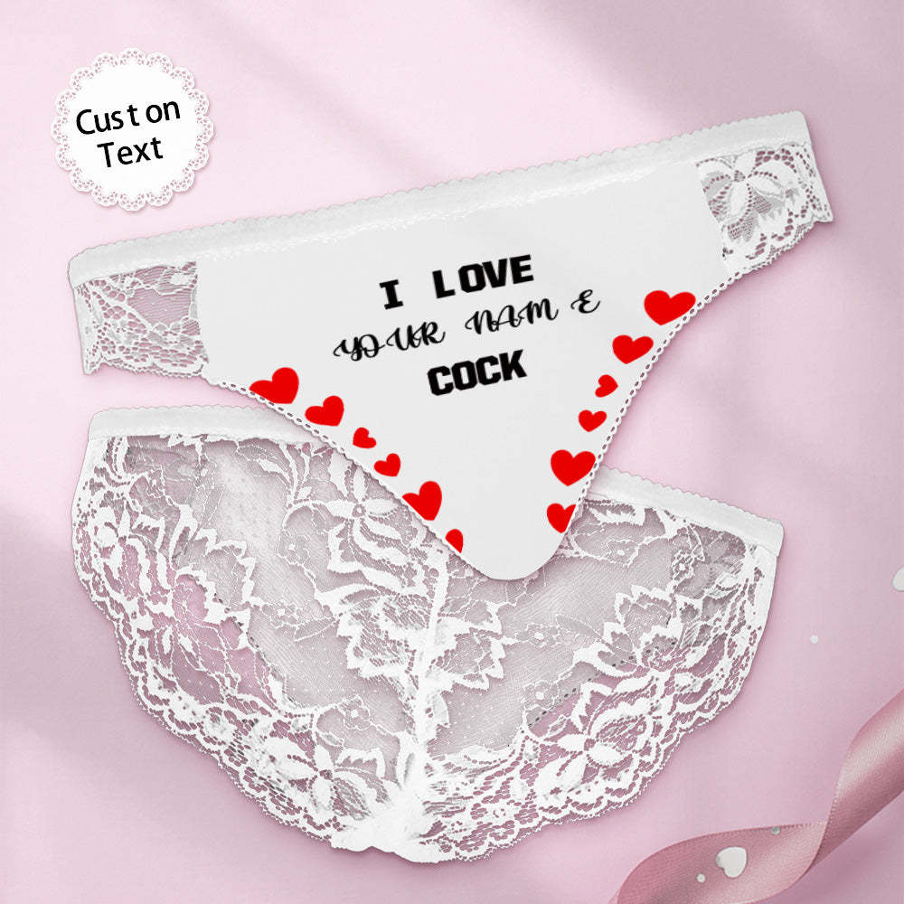 Custom Women Lace Panty I Love Your Cock Sexy Panties Sweet Gift - FaceSocksUsa