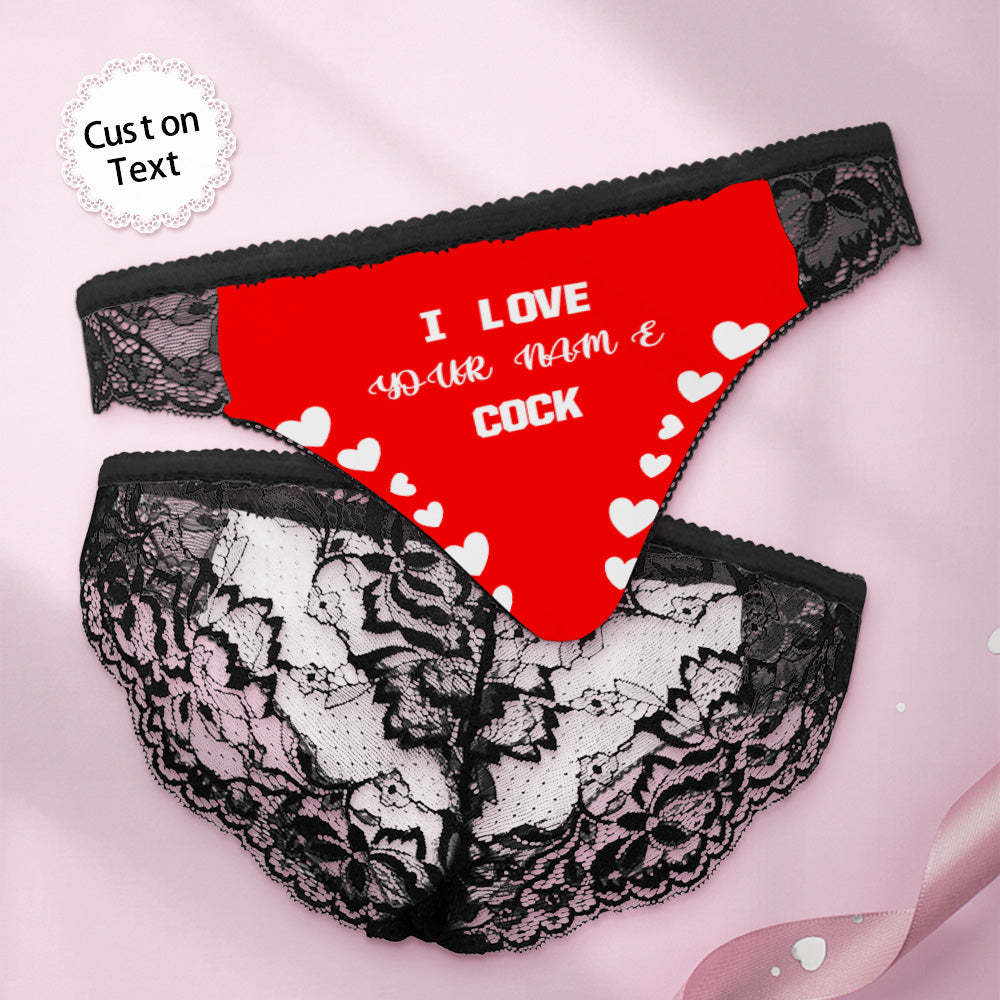 Custom Women Lace Panty I Love Your Cock Sexy Panties Sweet Gift - FaceSocksUsa