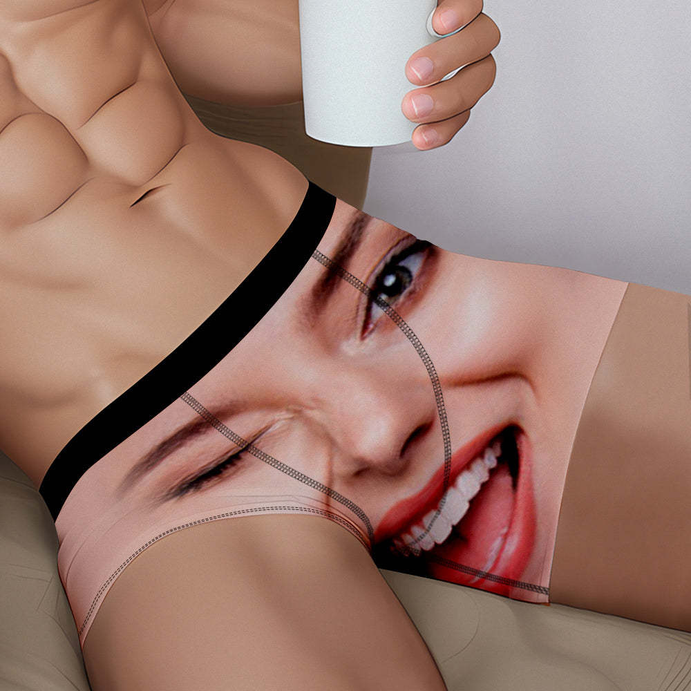 Custom Face Man Boxer Personalized The Whole Face Overall View Gifts For Girlfriend	 - FaceSocksUSA