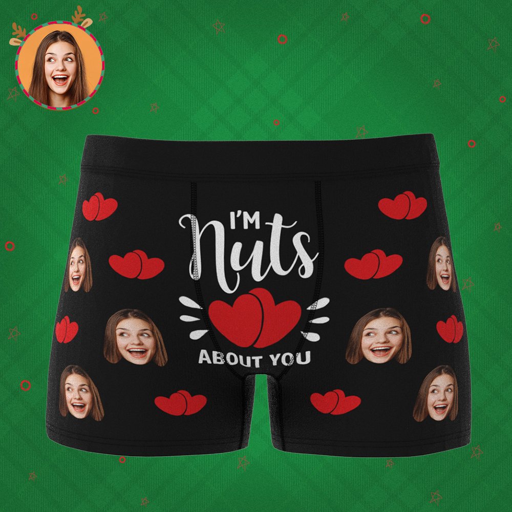 Custom Boxer Shorts - I'm Nuts About You-FaceSocksUSA