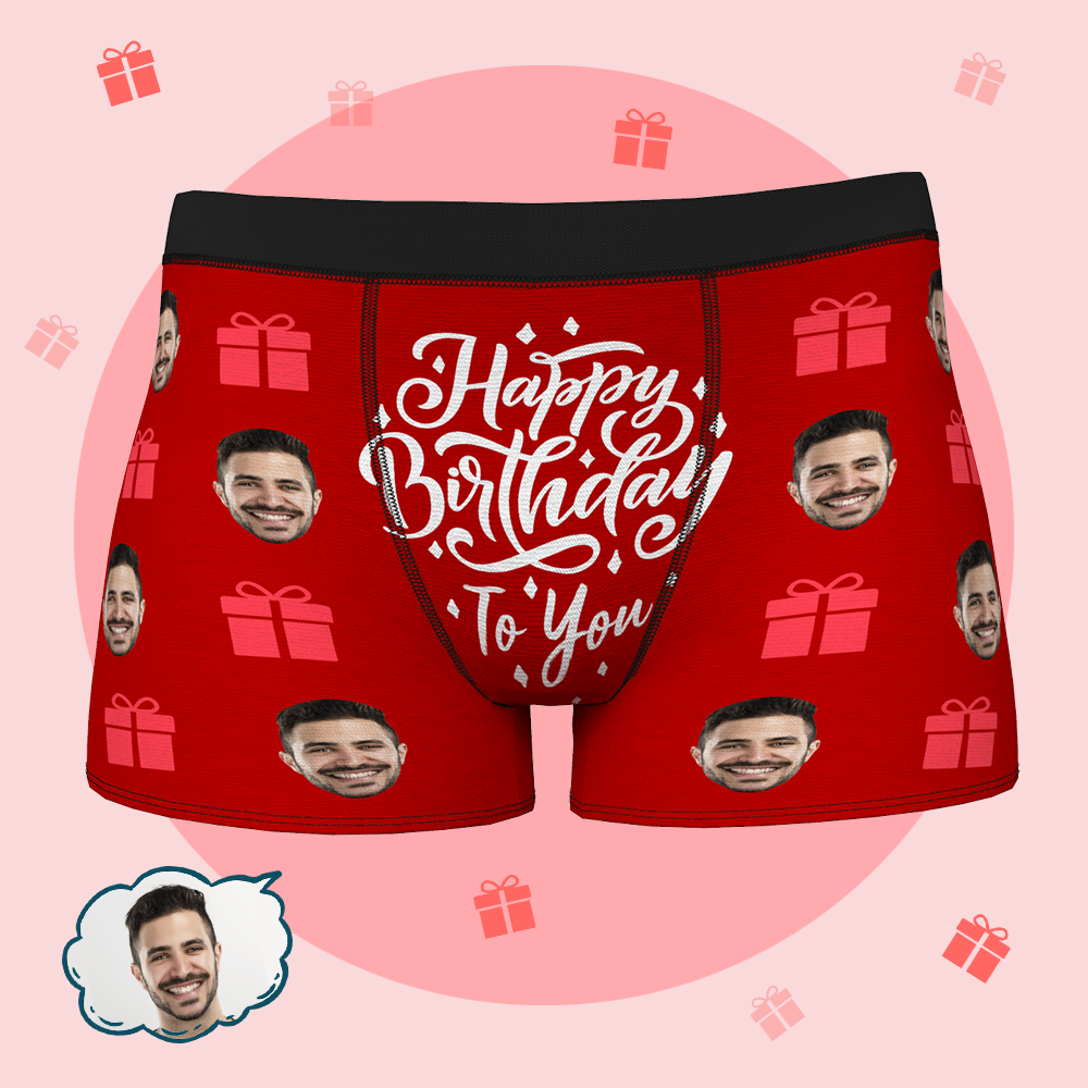 Custom Men's Boxer Briefs Happy Birthday To You Personalized Face Underwear for Men Great Birthday gift	 - FaceSocksUSA