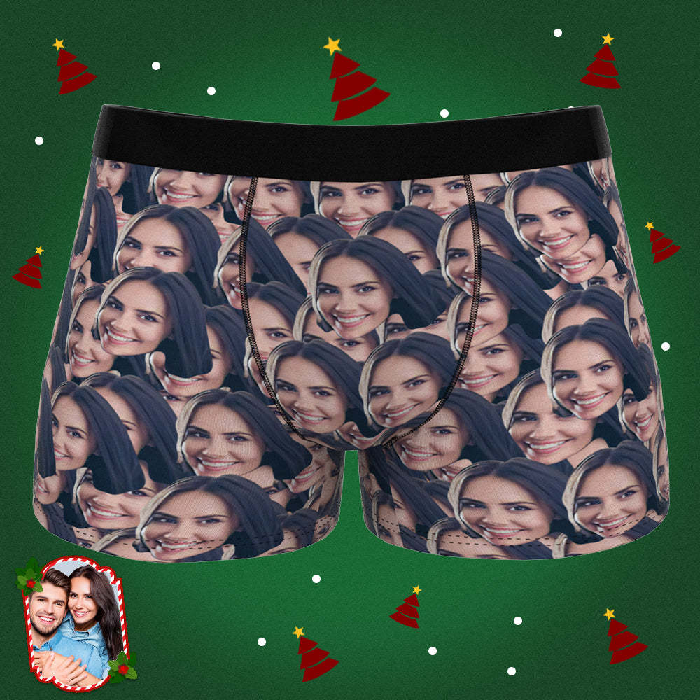 Christmas Gifts Men's Custom Face Mash Boxer Shorts - FaceSocksUSA