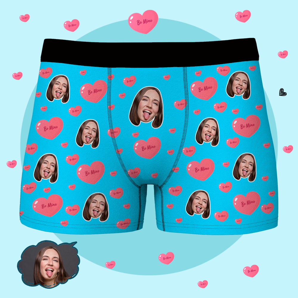Custom Face Boxer Shorts Girlfriend Face - Be Mine - FaceSocksUSA