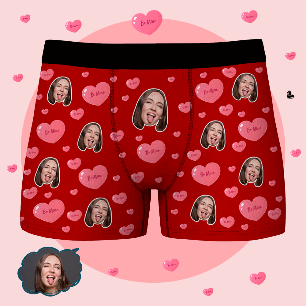 Custom Face Boxer Shorts Girlfriend Face - Be Mine - FaceSocksUSA