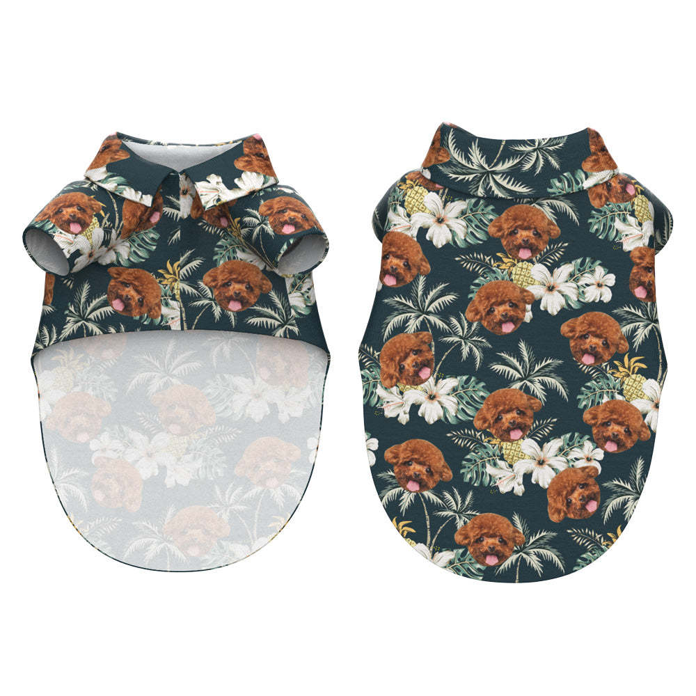 Custom Hawaiian Dog Shirt Personalized Dark Green Pet Beach Shirt Clothes Gift for Pets	 - FaceSocksUSA