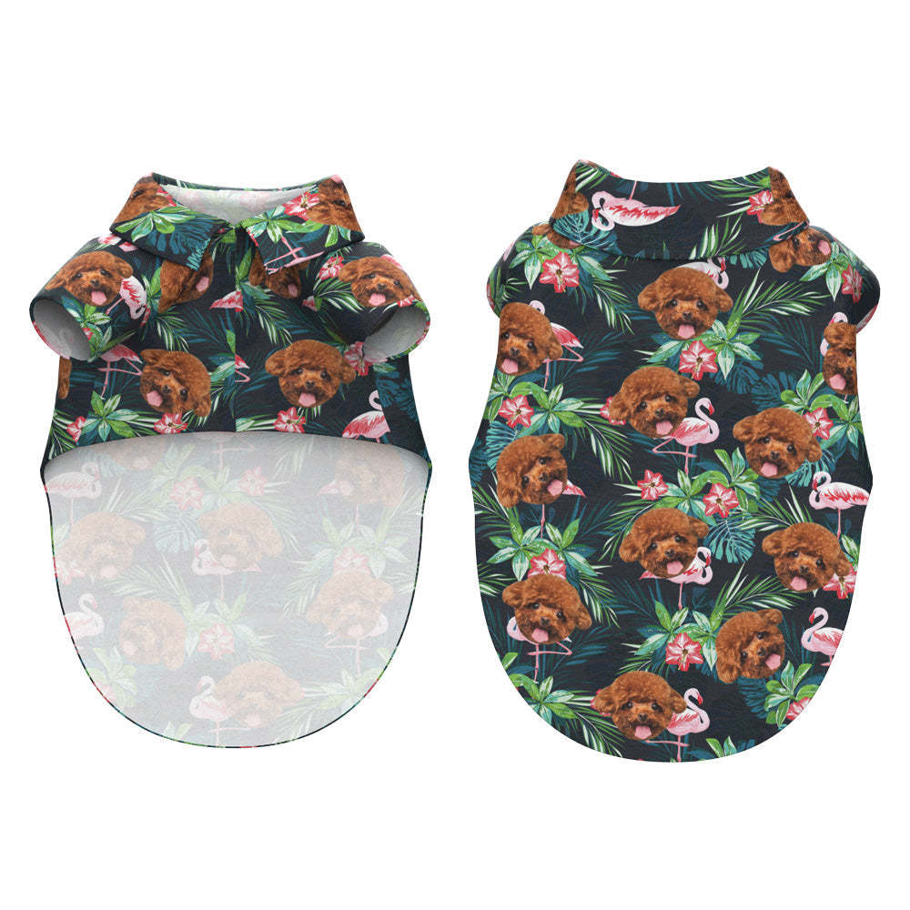 Custom Hawaiian Dog Shirt Personalized Flamingo Pet Beach Shirt Clothes Gift for Pets	 - FaceSocksUSA