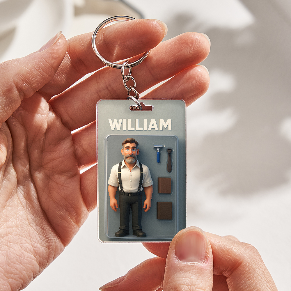 3D Action Figure Keychain Gift Dad Father's Day Gift