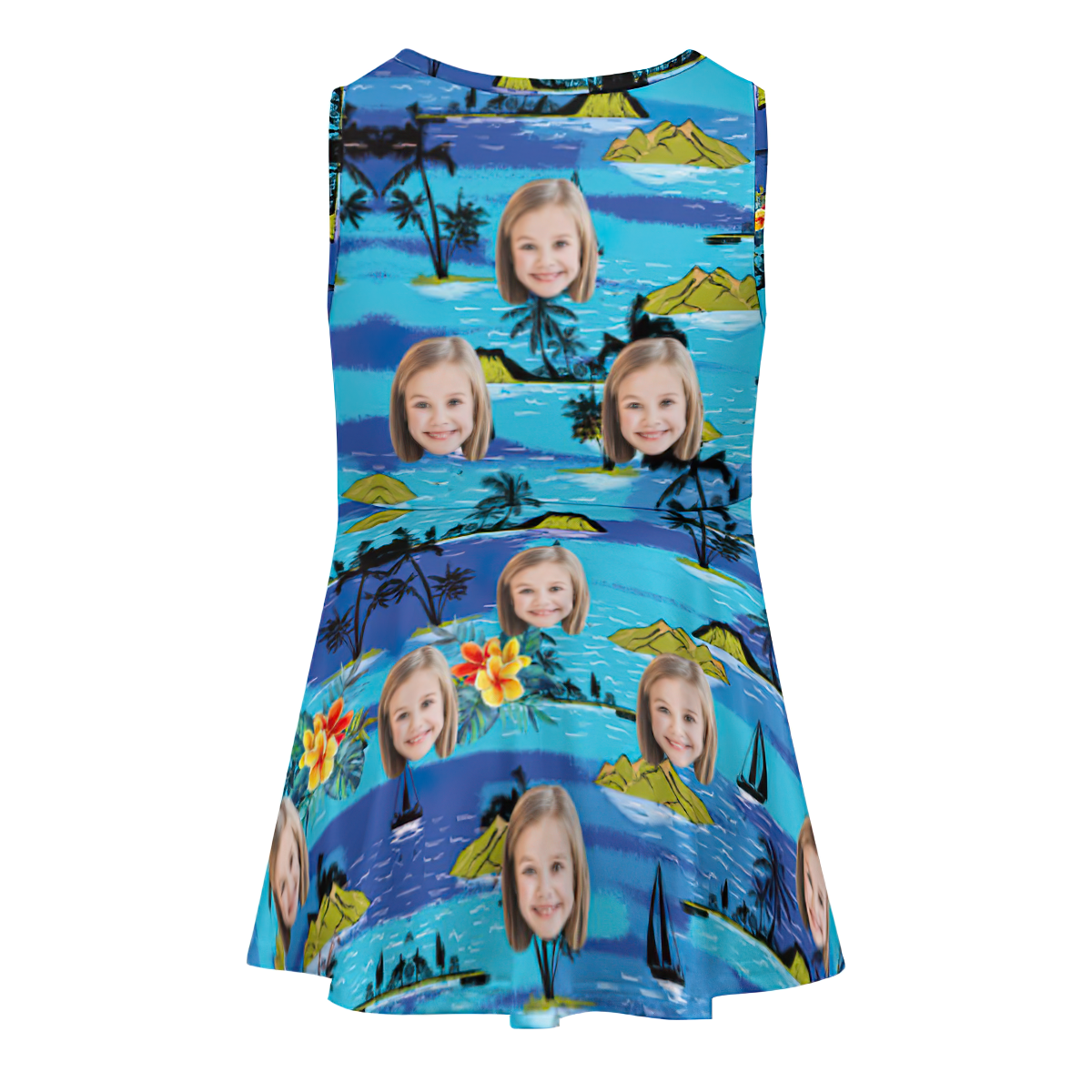 Custom Face Dress Personalized Summer Hawaiian Girls'Dresses Holiday Style - FaceSocksUsa