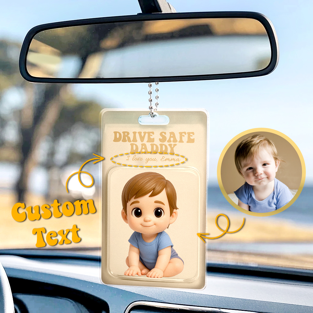 Personalized Photo Car Ornament Grandpa Father's Day Gifts