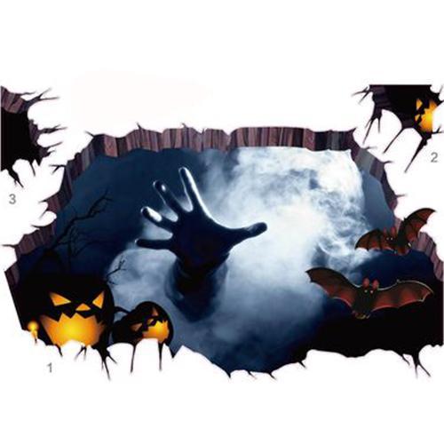 Halloween Red Flame Pumpkin Lamp Sticker Environmental Protection Wall Ground Sticker - FaceSocksUSA