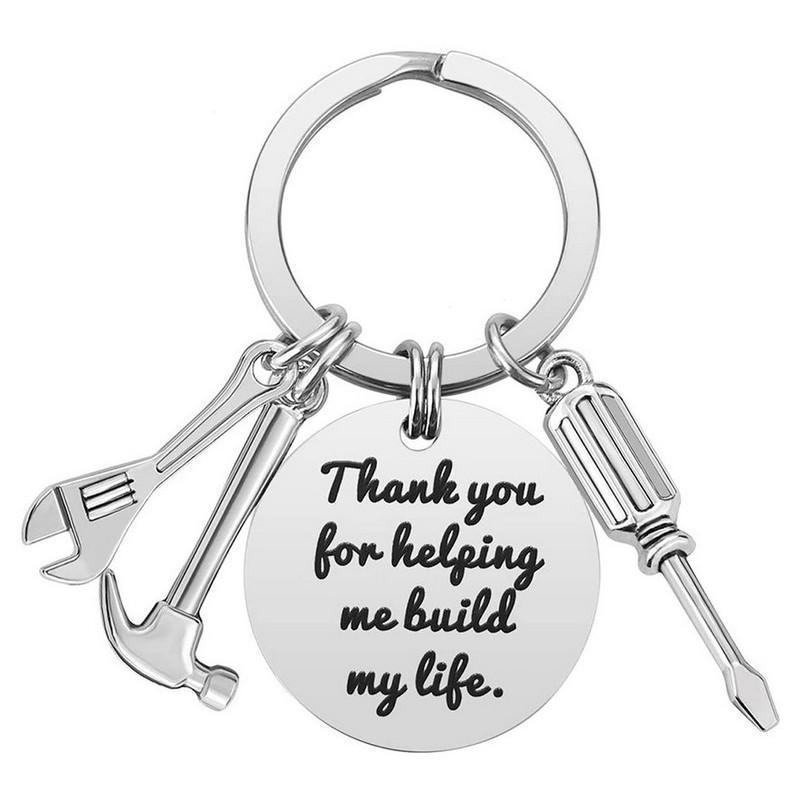 Father's Gift Hand Tools Keychain, Thank you for helping me build my life, Gifts for dad, Father's keychain, Grandpa gift, Step dad gift-FaceSocksUSA