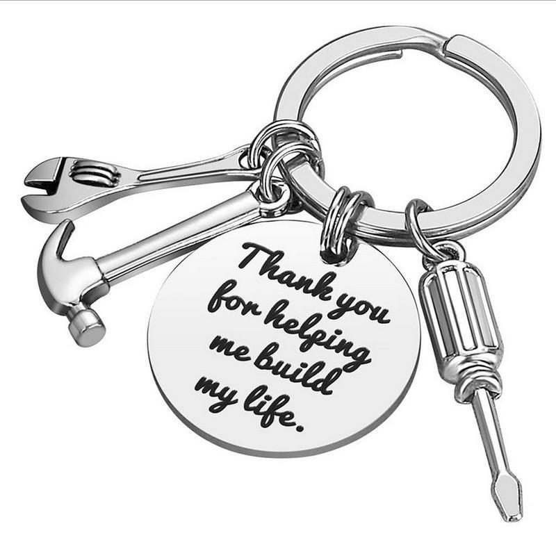 Father's Gift Hand Tools Keychain, Thank you for helping me build my life, Gifts for dad, Father's keychain, Grandpa gift, Step dad gift-FaceSocksUSA