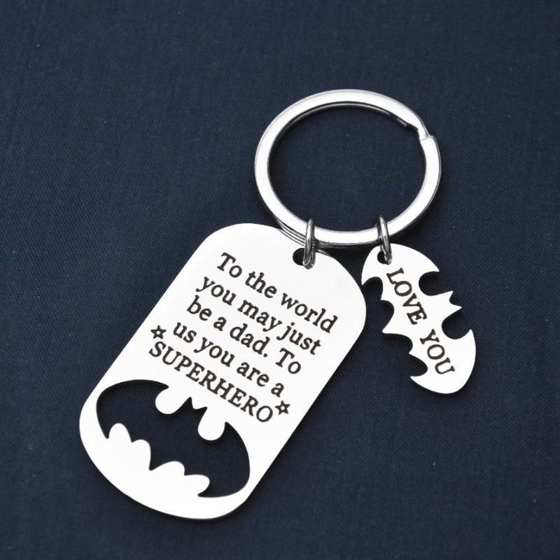 Father's Gift Keychain, To us you are a superhero, Gifts for dad, Father's keychain, Grandpa gift, Step dad gift-FaceSocksUSA