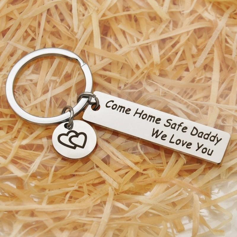 Father's Gift Keychain, Come home safe daddy, Gifts for dad, Father's keychain, Grandpa gift, Step dad gift-FaceSocksUSA