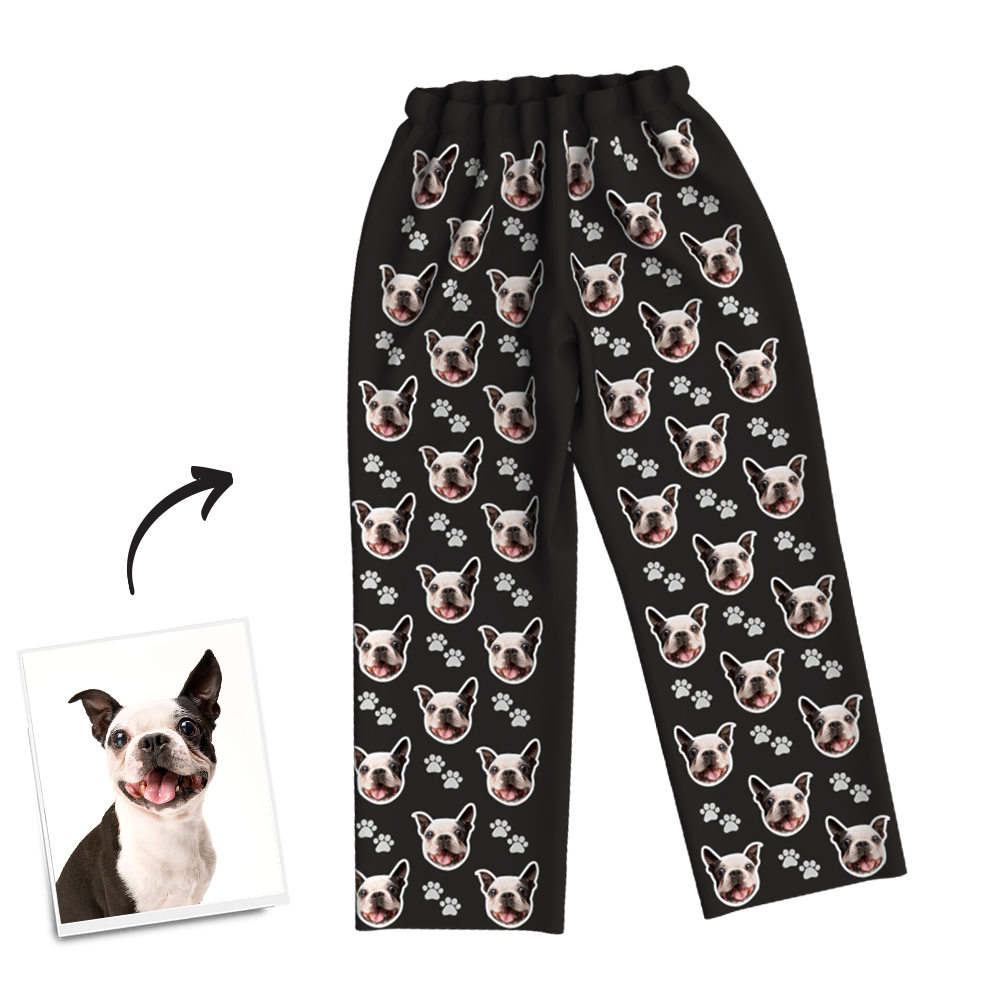 Custom Dog Photo Pajama Pants, Sleepwear, Nightwear - FaceSocksUSA