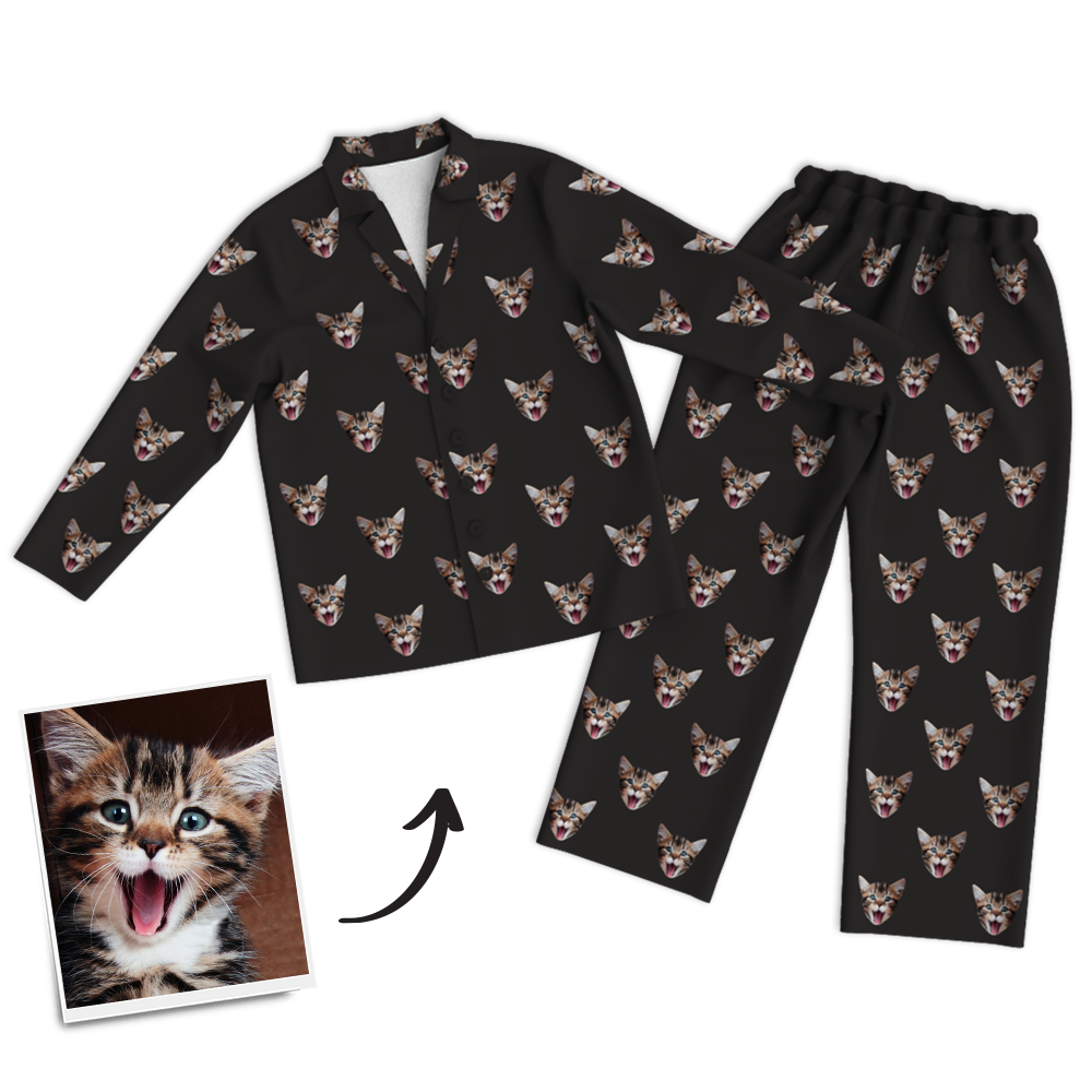 Custom Photo Long Sleeve Pajamas Sleepwear Nightwear - FaceSocksUSA