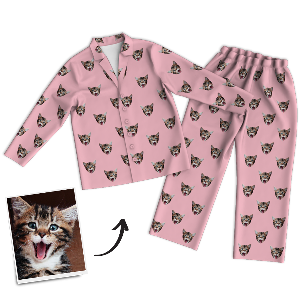 Custom Photo Long Sleeve Pajamas Sleepwear Nightwear - FaceSocksUSA