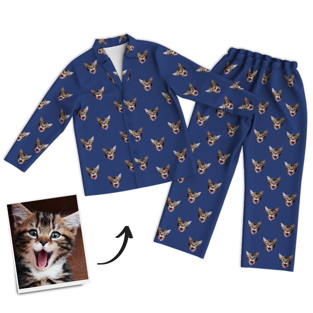 Custom Photo Long Sleeve Pajamas Sleepwear Nightwear - FaceSocksUSA