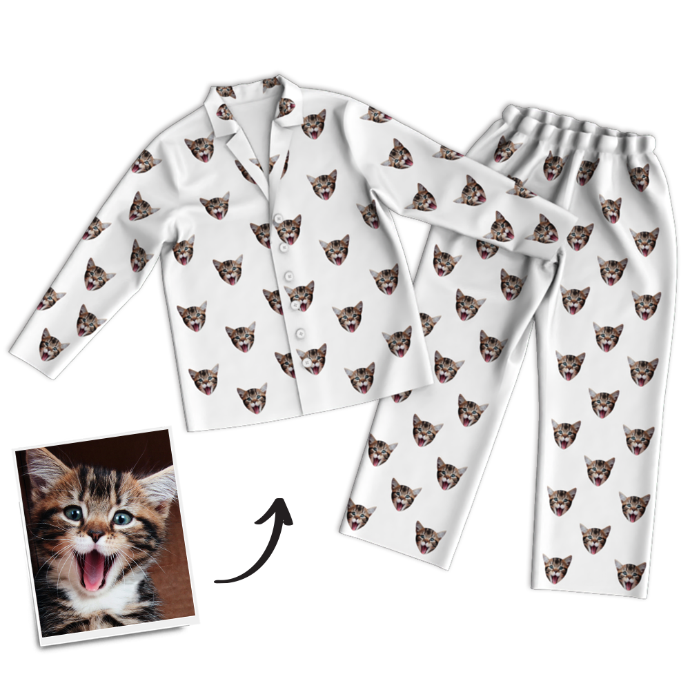 Custom Photo Long Sleeve Pajamas Sleepwear Nightwear - FaceSocksUSA