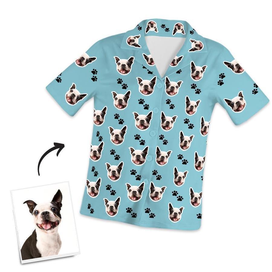 Custom Dog Footprints Photo Personalized Short Pajama-FaceSocksUSA