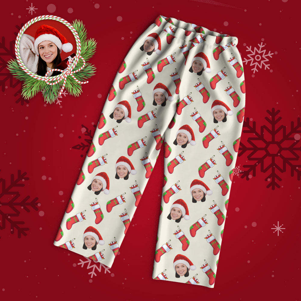 Custom Face Pajama Personalized Photo Pajamas Christmas Socks Christmas Gifts for Family	 - FaceSocksUSA