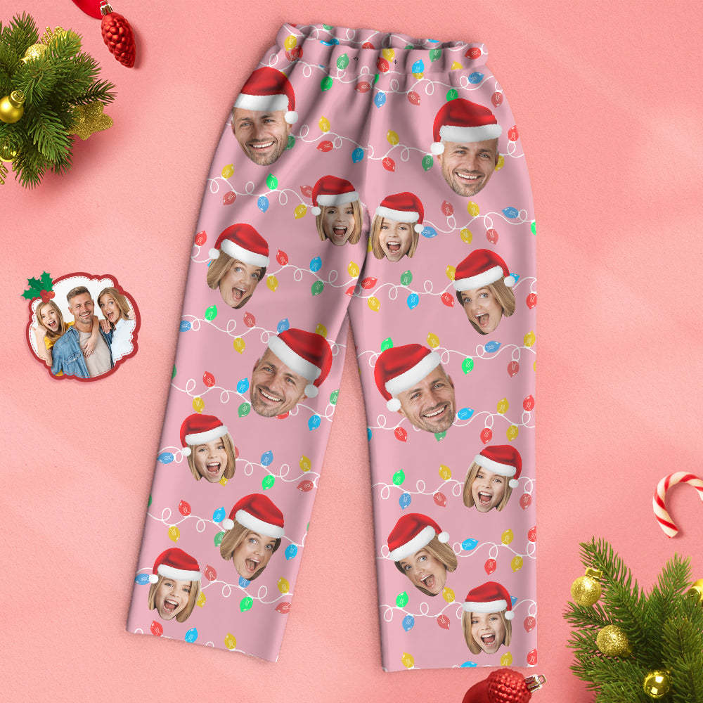 Custom Face Pajama Personalized Photo Christmas Family Xmas Leds Pajamas - FaceSocksUSA