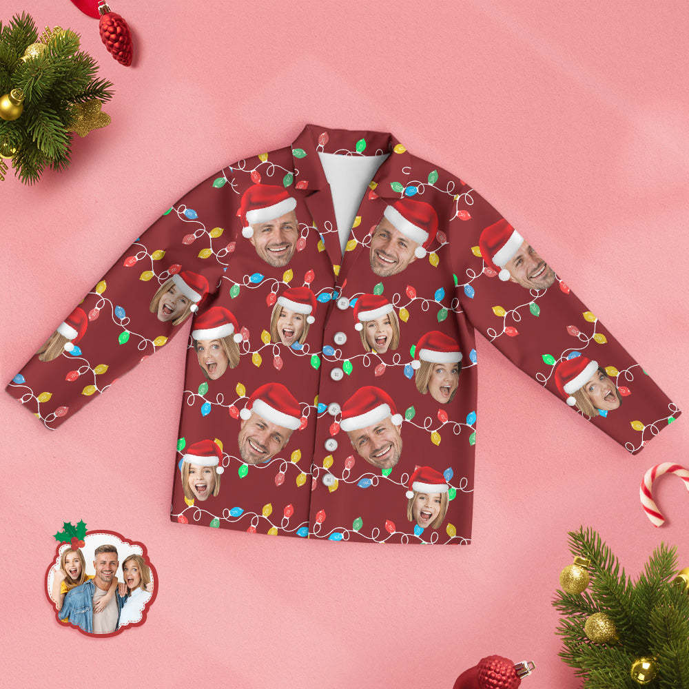 Custom Face Pajama Personalized Photo Christmas Family Xmas Leds Pajamas - FaceSocksUSA