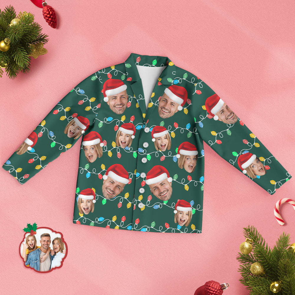 Custom Face Pajama Personalized Photo Christmas Family Xmas Leds Pajamas - FaceSocksUSA