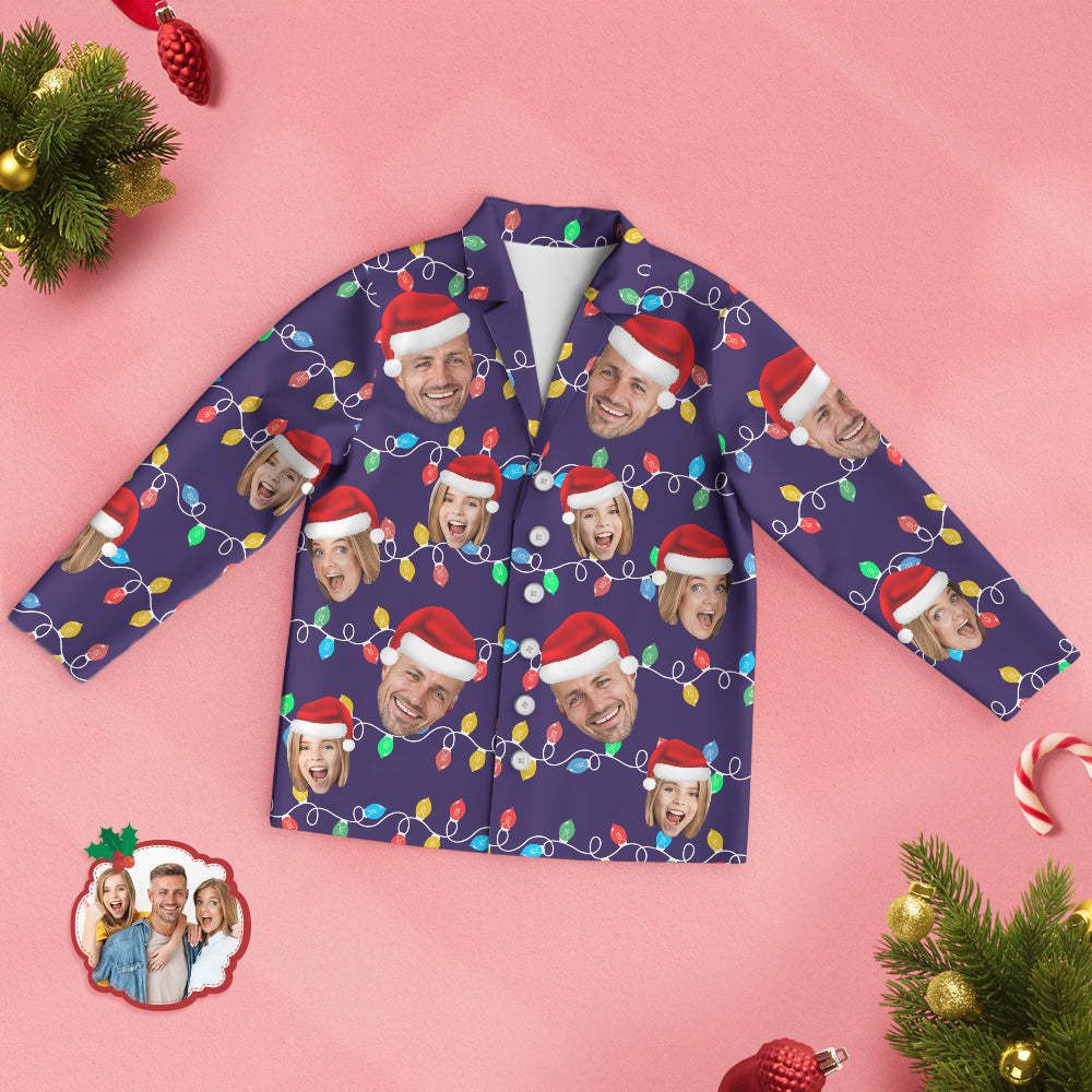 Custom Face Pajama Personalized Photo Christmas Family Xmas Leds Pajamas - FaceSocksUSA